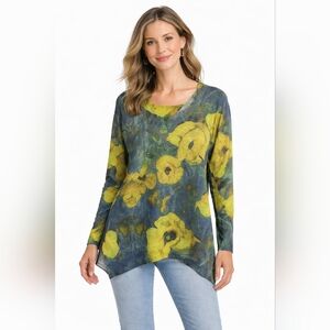 Soft Surroundings women Multicolor Long Sleeve Top Stretch Size M  Whimsical